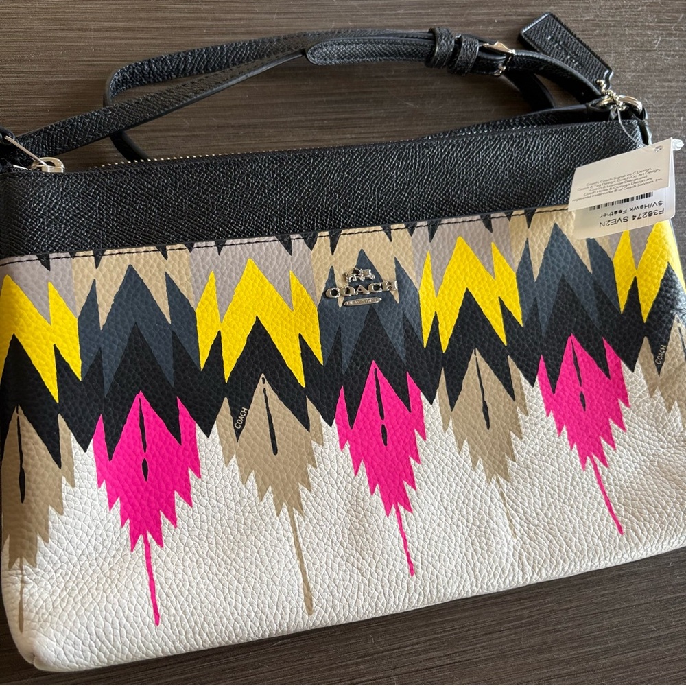Coach LIMITED EDITION Hawk Feather Swingpack crossbody w/Pop Up Pouch 2015 - Picture 7 of 11